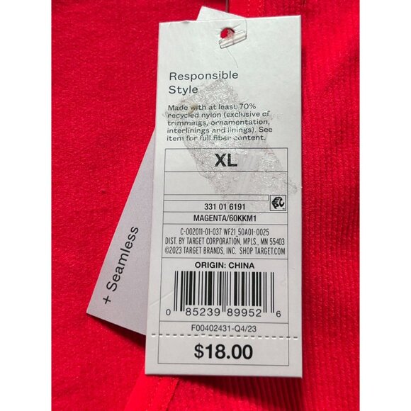 Wild Fable - Women's Long Sleeve V-Neck Front Cinch Crop Top - Pink -Extra Large - Picture 7 of 12